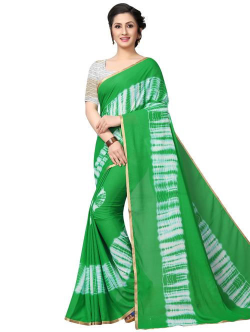 lace border tie & dye saree with blouse - 16204258 - Very Small Image - 1