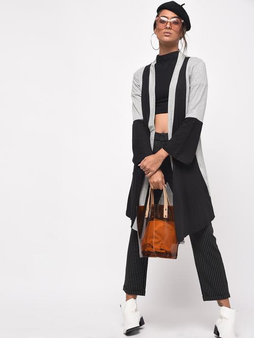 long sleeved color block shrug - 16204460 - Very Small Image - 1