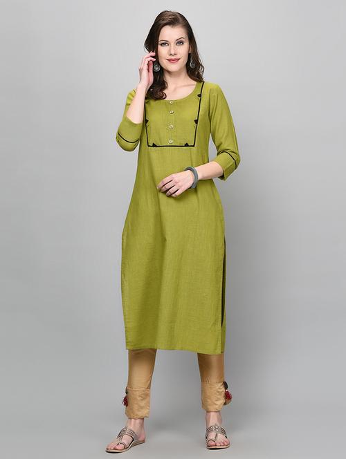 contrast patch yoke kurta - 16204589 - Very Small Image - 1
