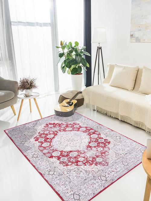 antique look soft tuch micro fiber anti-skid premium quality large size carpet (5 x 7 feet) - 16204881 - Very Small Image - 1