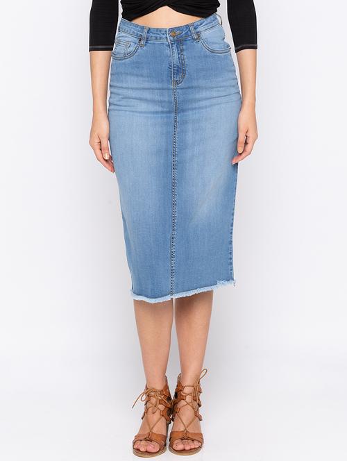 frayed hem denim skirt - 16206877 - Very Small Image - 1