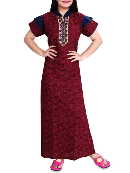 contrast panel floral nightwear gown - 16208036 - Very Small Image - 1
