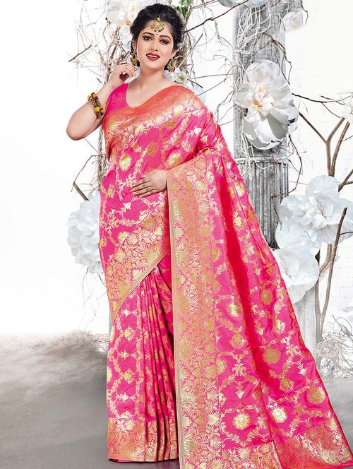 floral kanjivaram saree with blouse - 16208112 - Very Small Image - 1