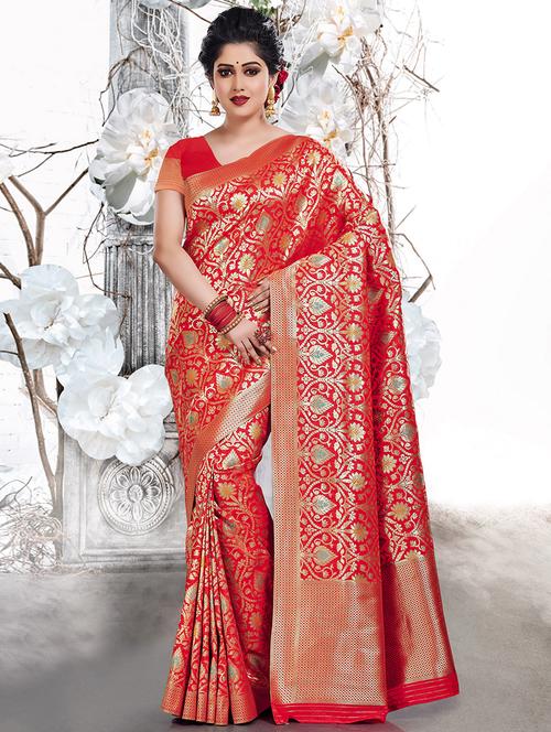 floral kanjivaram saree with blouse - 16208115 - Very Small Image - 1