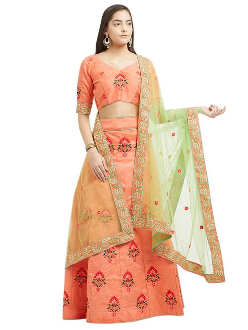 embroidered a-line lehenga - 16208148 - Very Small Image - 1