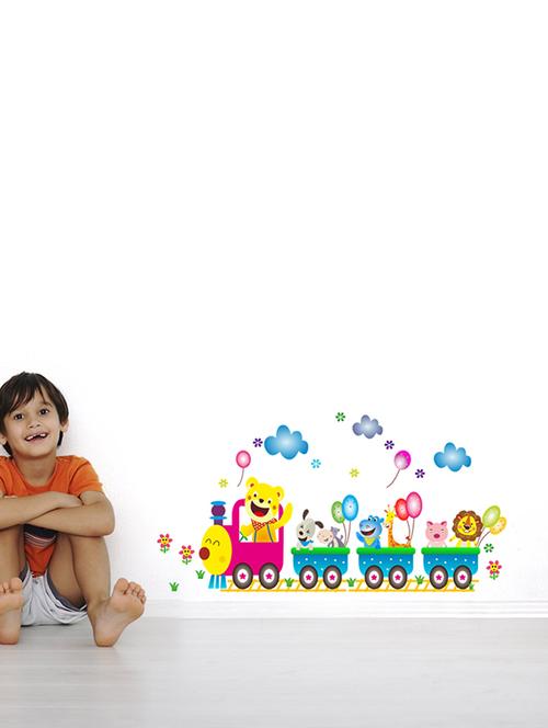 sehaz artworks animals-train multi wall decal or living room sticker for home decoration - 16208441 - Very Small Image - 1