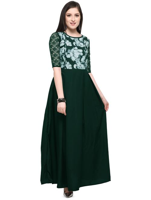 lace sleeved floral maxi dress - 16208563 - Very Small Image - 1