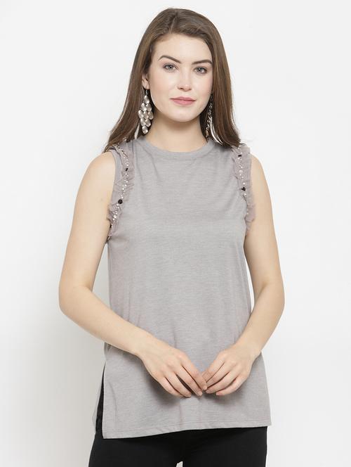 frill detail sleeveless top - 16208566 - Very Small Image - 1