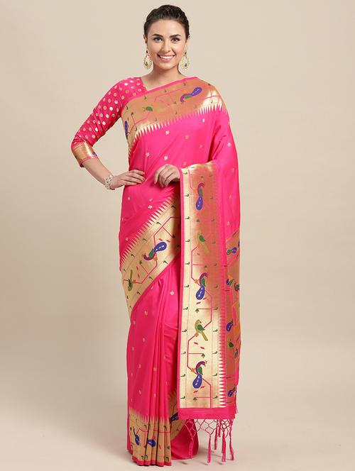 conversational zari motif banarasi saree with blouse - 16208578 - Very Small Image - 1