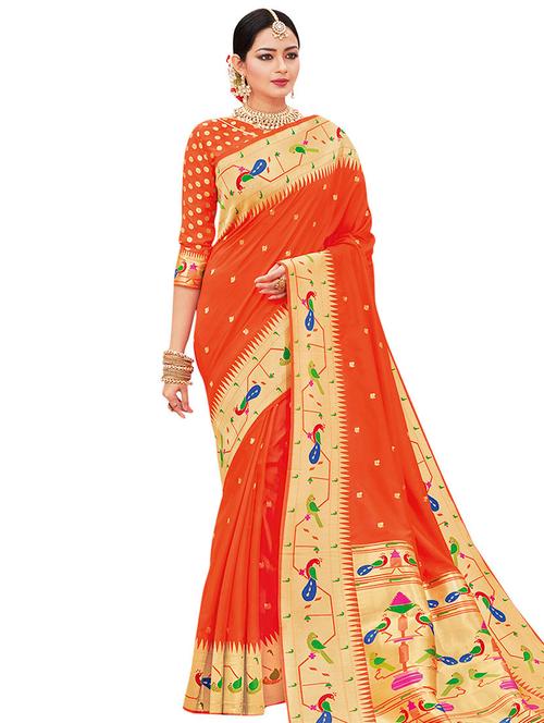 conversational woven saree with blouse - 16208582 - Very Small Image - 1