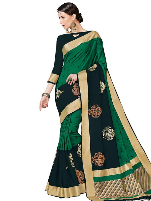 floral woven saree with blouse - 16208594 - Very Small Image - 1