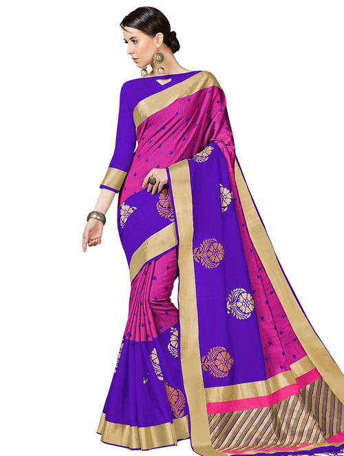 floral woven saree with blouse - 16208598 - Very Small Image - 1