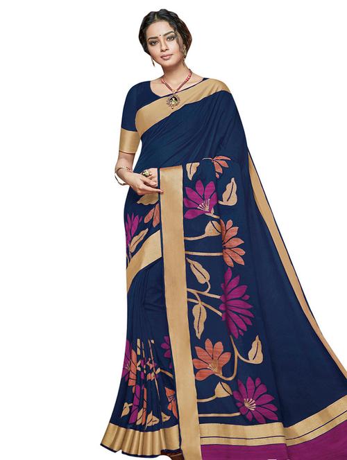 floral woven saree with blouse - 16208603 - Very Small Image - 1