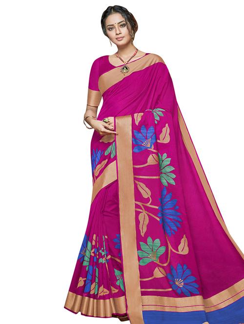 floral woven saree with blouse - 16208604 - Very Small Image - 1