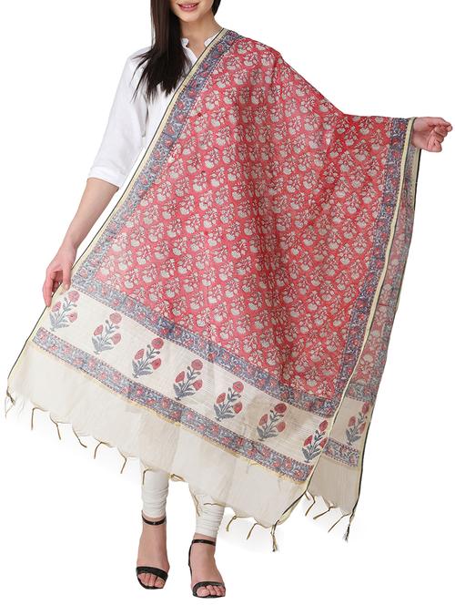 floral bagru printed dupatta - 16208826 - Very Small Image - 1