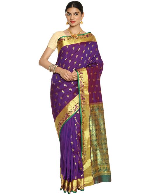 ethnic zari motif paithani saree - 16209526 - Very Small Image - 1