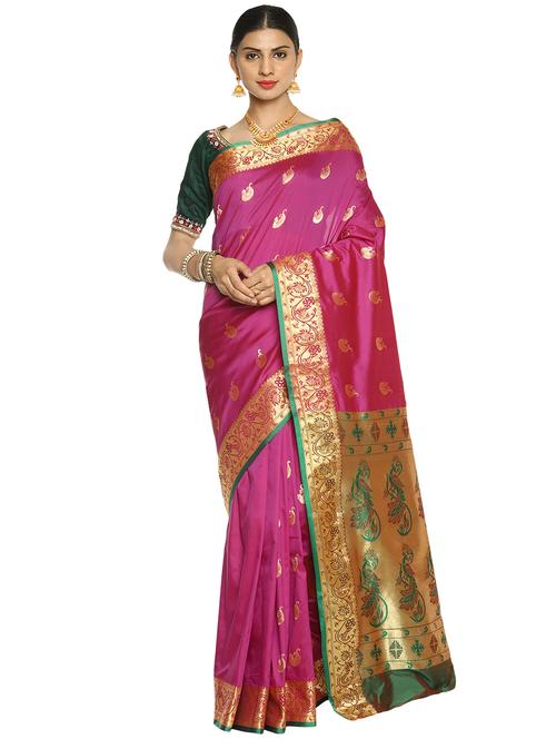 ethnic zari motif paithani saree - 16209528 - Very Small Image - 1