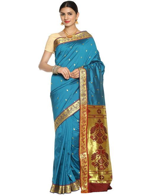 ethnic zari motif paithani saree - 16209531 - Very Small Image - 1