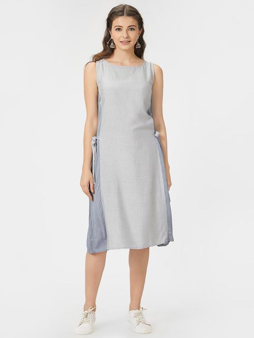 tie knot detail striped a-line dress - 16209629 - Very Small Image - 1