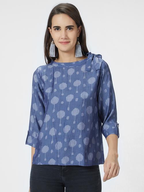 tie up neck printed top - 16209647 - Very Small Image - 1