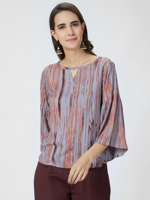 keyhole neck printed top - 16209655 - Very Small Image - 1