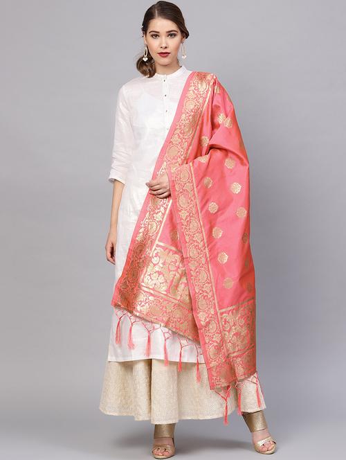 floral zari motifs banarasi dupatta - 16209675 - Very Small Image - 1
