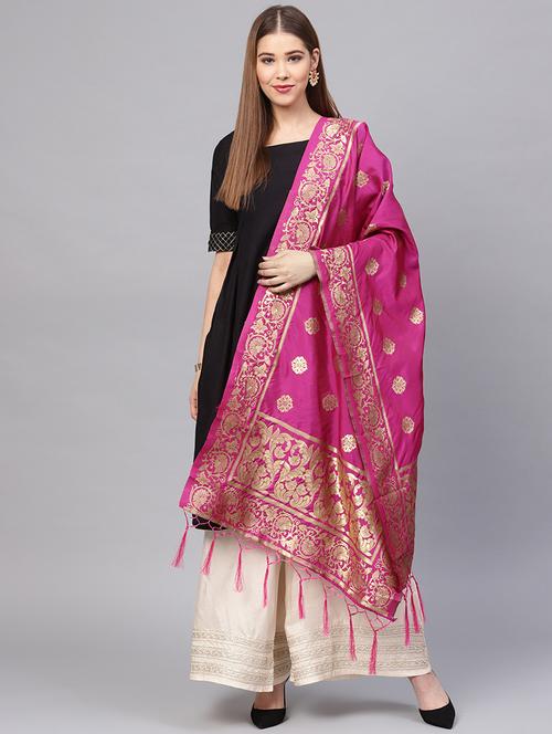 floral zari motifs banarasi dupatta - 16209677 - Very Small Image - 1