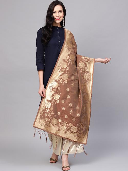 floral zari motifs banarasi dupatta - 16209680 - Very Small Image - 1