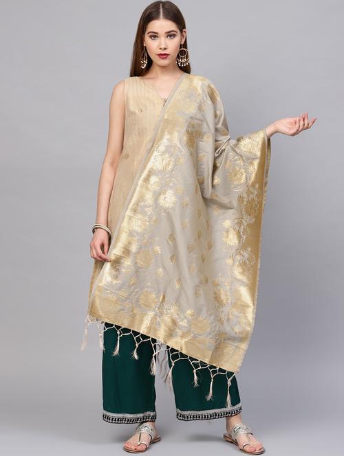 floral zari motifs banarasi dupatta - 16209683 - Very Small Image - 1