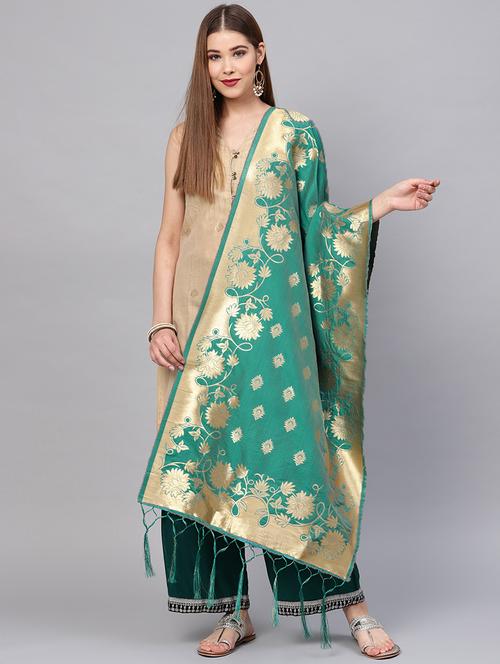 floral zari motifs banarasi dupatta - 16209685 - Very Small Image - 1