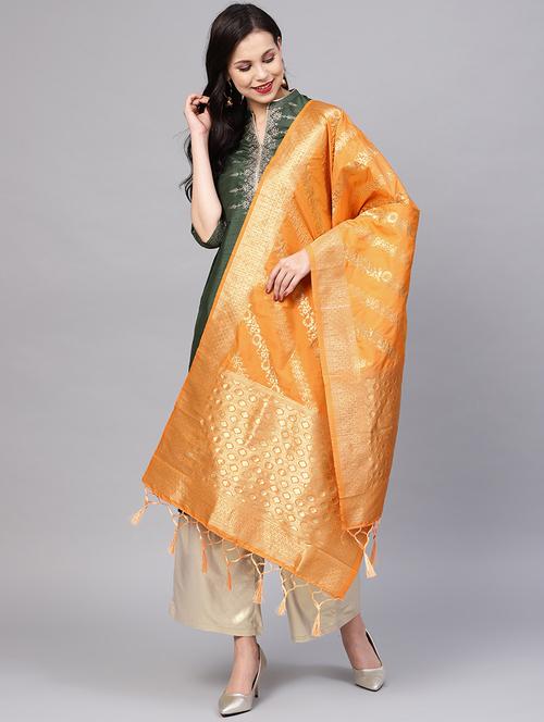 floral zari motifs banarasi dupatta - 16209688 - Very Small Image - 1