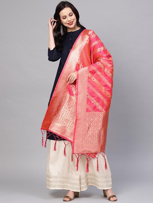 floral zari motifs banarasi dupatta - 16209691 - Very Small Image - 1