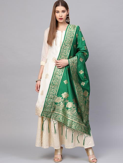 floral zari motifs banarasi dupatta - 16209700 - Very Small Image - 1