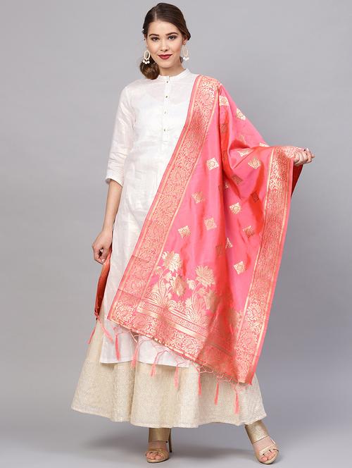 floral zari motifs banarasi dupatta - 16209702 - Very Small Image - 1
