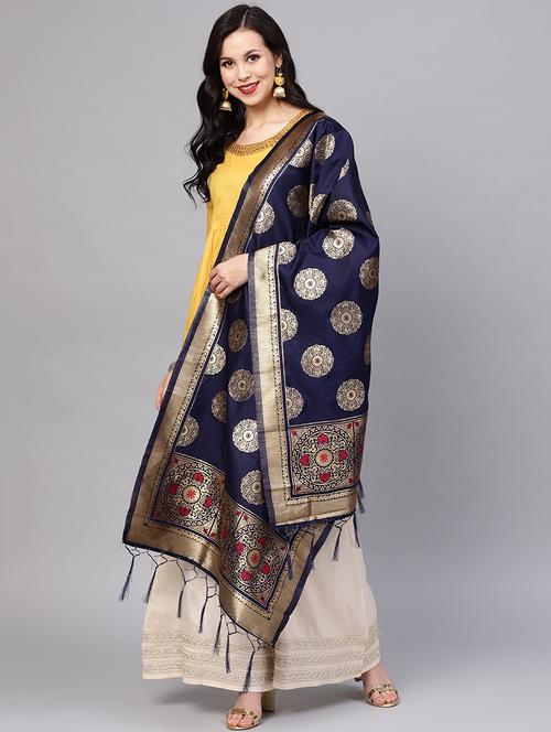 zari motifs banarasi dupatta - 16209707 - Very Small Image - 1