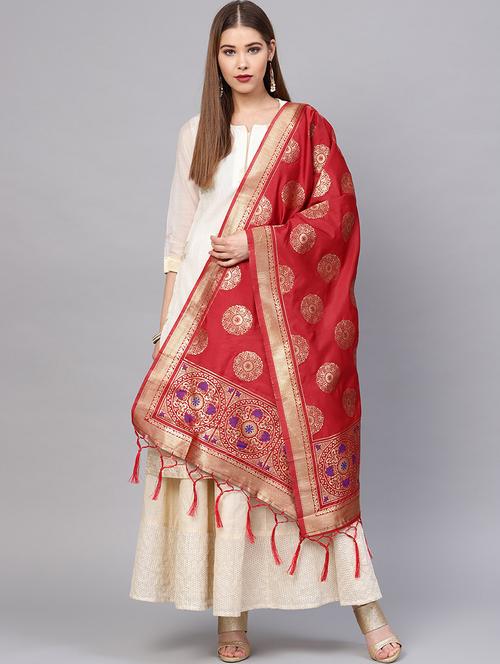 zari motifs banarasi dupatta - 16209709 - Very Small Image - 1