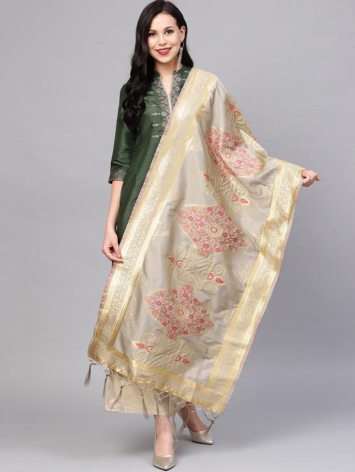 floral zari motifs banarasi dupatta - 16209724 - Very Small Image - 1