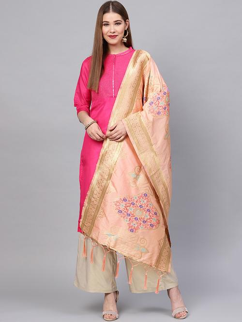 floral zari motifs banarasi dupatta - 16209725 - Very Small Image - 1