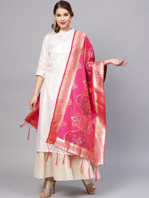 floral zari motifs banarasi dupatta - 16209726 - Very Small Image - 1