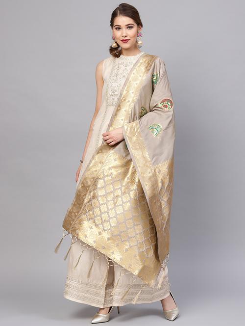 zari motifs banarasi dupatta - 16209736 - Very Small Image - 1