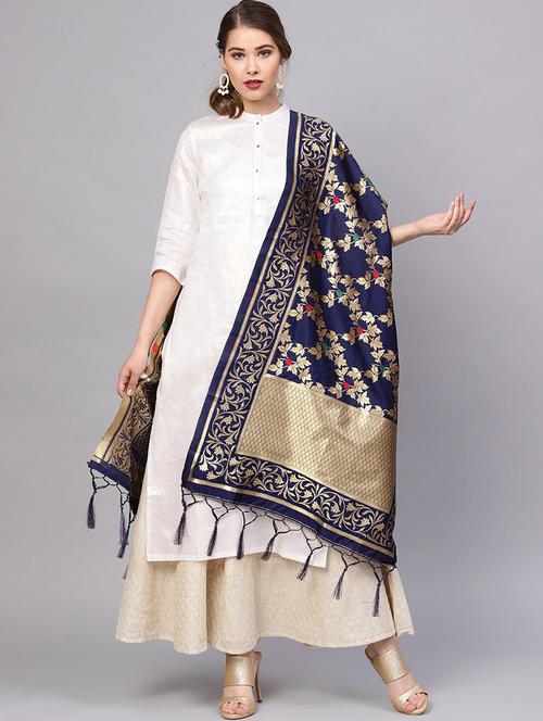 zari motifs banarasi dupatta - 16209752 - Very Small Image - 1