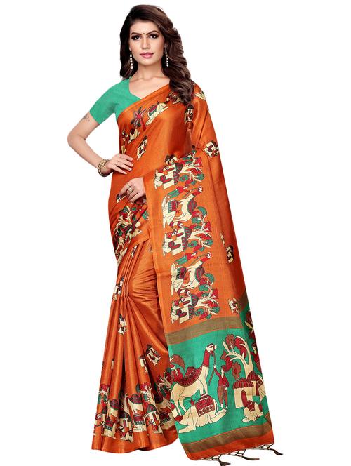 kalamkari printed saree with blouse - 16210087 - Very Small Image - 1