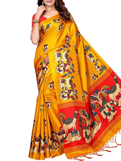 kalamkari printed saree with blouse - 16210088 - Very Small Image - 1