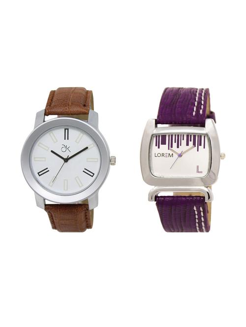 set of 2 analog couple watch combo - 16211228 - Very Small Image - 1