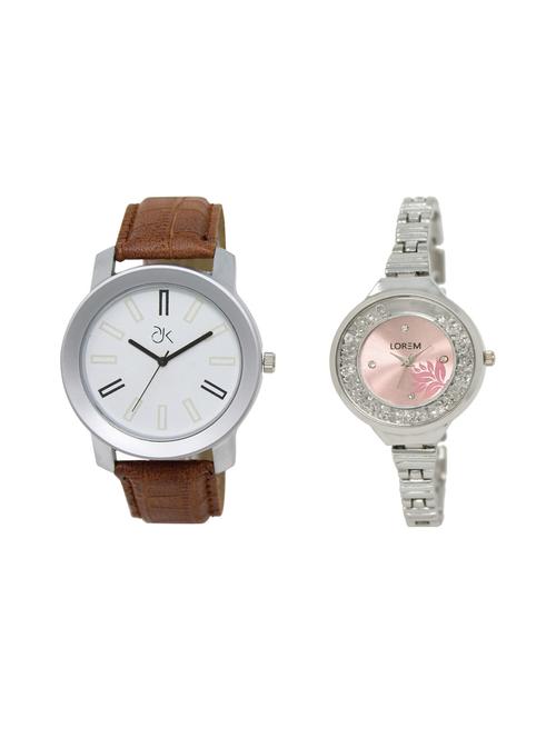 set of 2 analog couple watch combo - 16211242 - Very Small Image - 1