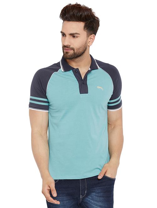 blue solid polo t-shirt - 16214511 - Very Small Image - 1