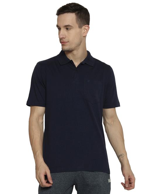 navy blue solid polo t-shirt - 16214602 - Very Small Image - 1