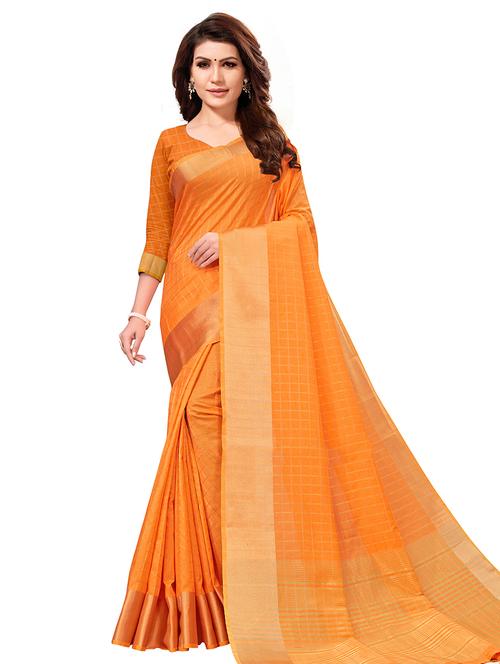checkered zari motif banarasi saree with blouse - 16215024 - Very Small Image - 1