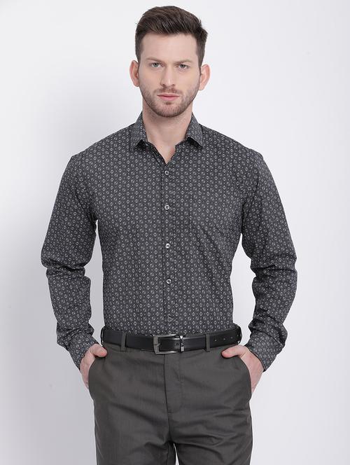 mens micro print formal shirt - 16215066 - Very Small Image - 1