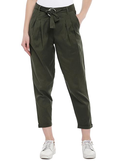 pleat detail belted peg trouser - 16215197 - Very Small Image - 1